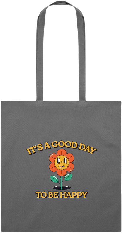 Its a Good Day to be Happy Design - Essential colored event tote bag_STONE GREY_front