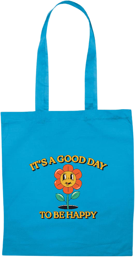 Its a Good Day to be Happy Design - Essential colored event tote bag_TURQUOISE_front