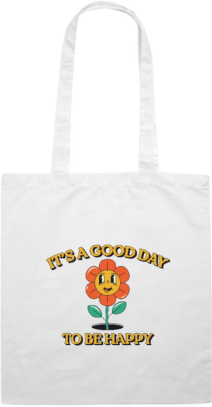 Its a Good Day to be Happy Design - Essential colored event tote bag_WHITE_front