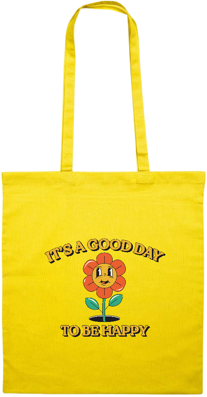 Its a Good Day to be Happy Design - Essential colored event tote bag_YELLOW_front