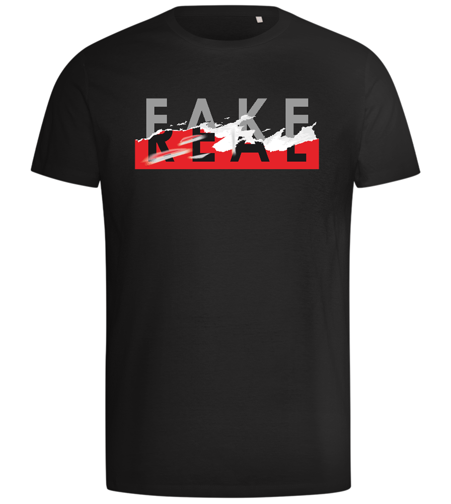 Fake Real Design - Comfort men's t-shirt_DEEP BLACK_front