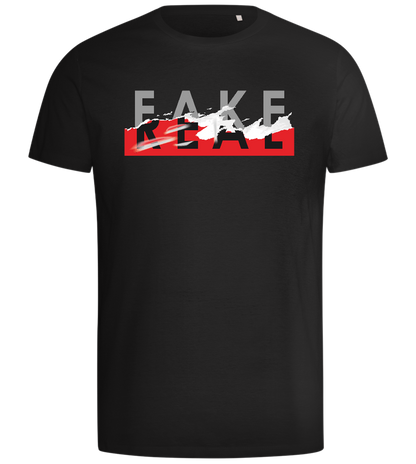 Fake Real Design - Comfort men's t-shirt_DEEP BLACK_front