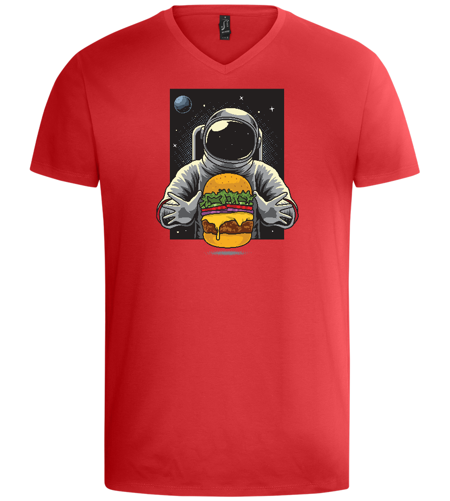 Spaceman Burger Design - Basic men's v-neck t-shirt_RED_front