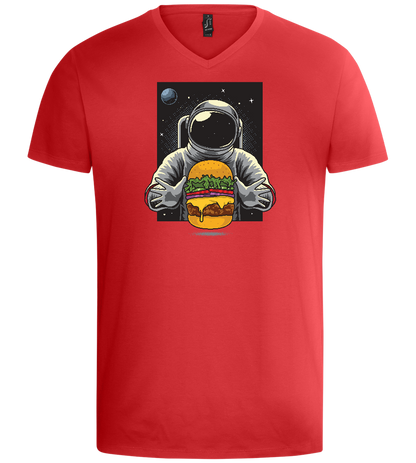 Spaceman Burger Design - Basic men's v-neck t-shirt_RED_front