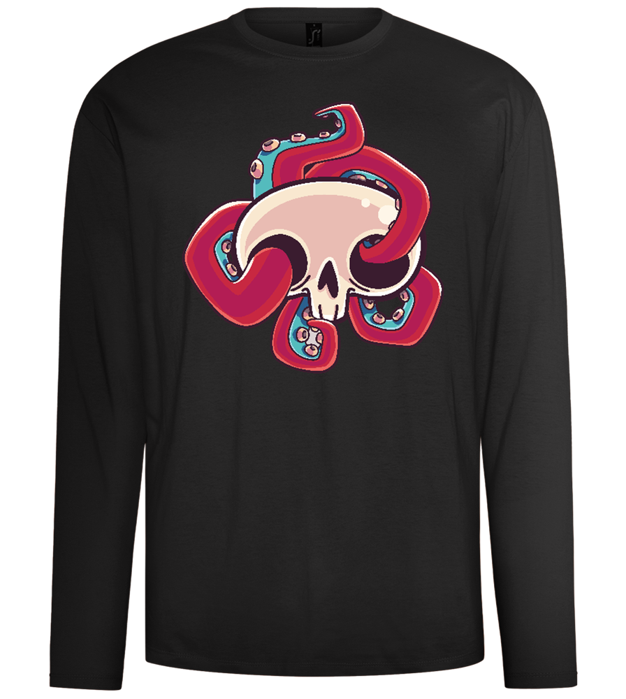 Squid Skull Design - Comfort men's long sleeve t-shirt_DEEP BLACK_front