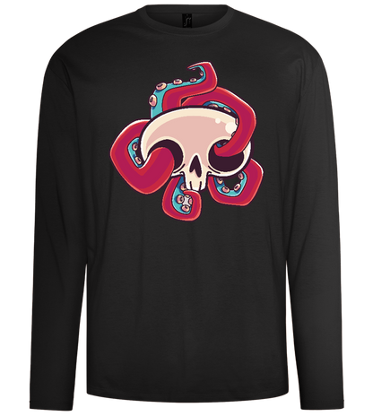 Squid Skull Design - Comfort men's long sleeve t-shirt_DEEP BLACK_front