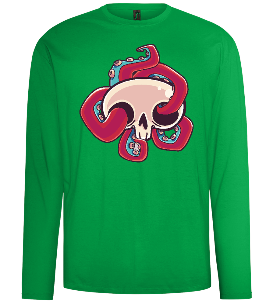 Squid Skull Design - Comfort men's long sleeve t-shirt_MEADOW GREEN_front