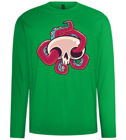 Squid Skull Design - Comfort men's long sleeve t-shirt_MEADOW GREEN_front