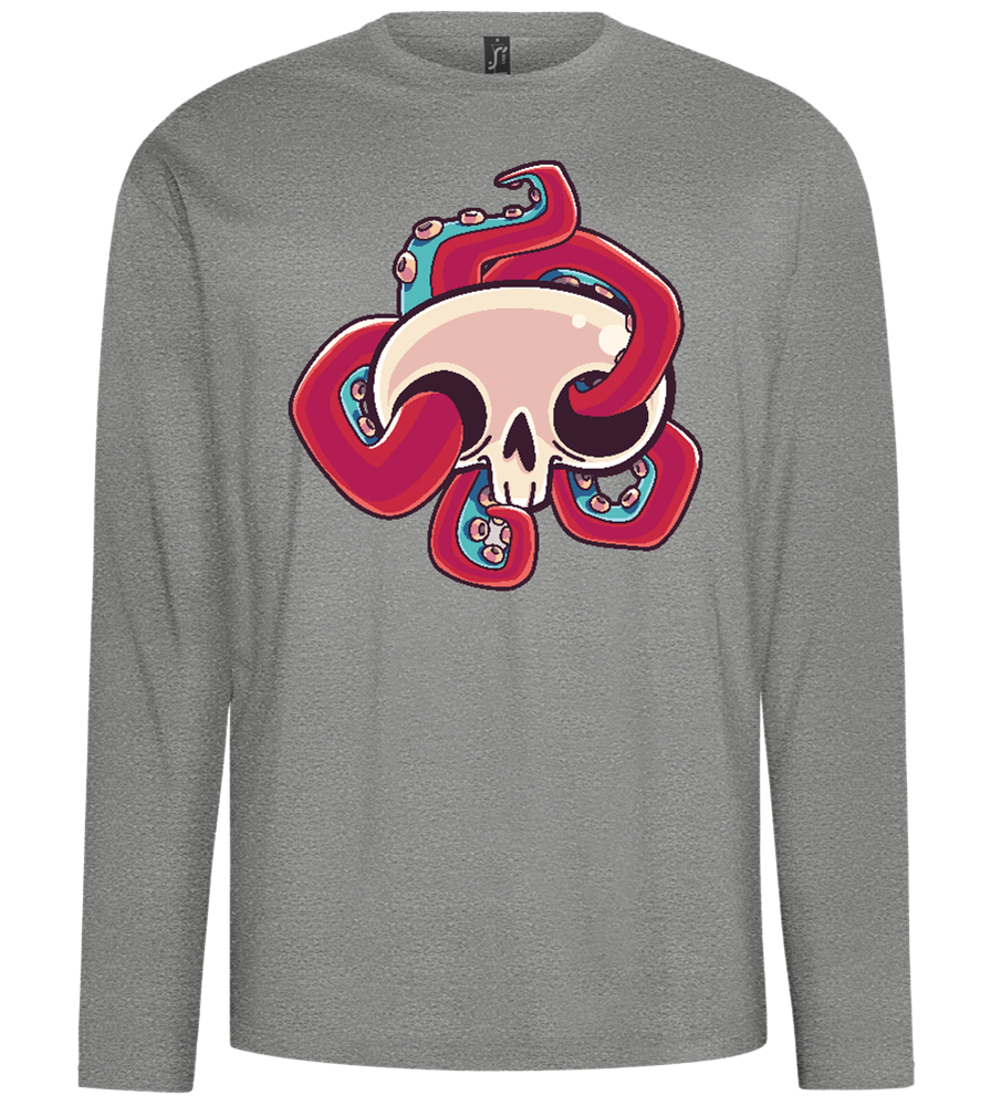 Squid Skull Design - Comfort men's long sleeve t-shirt_ORION GREY_front