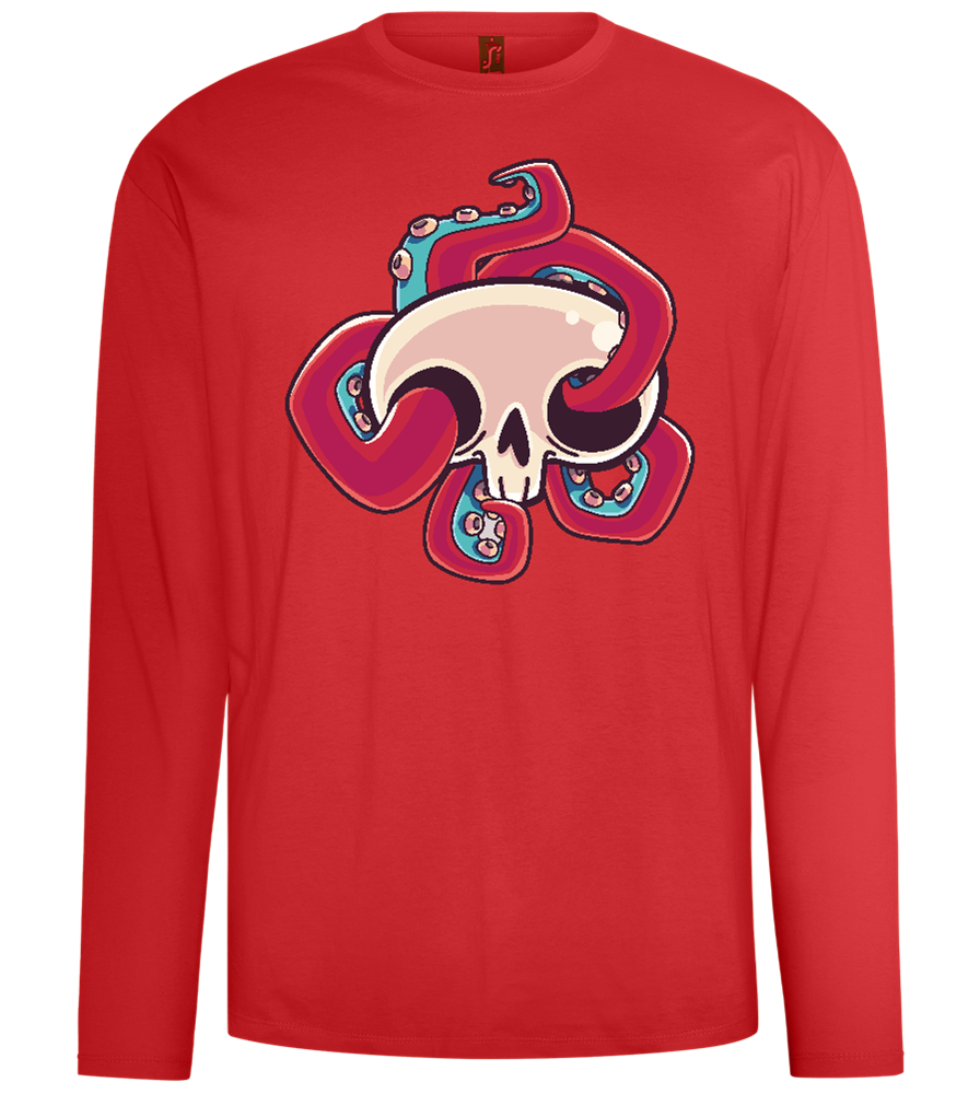 Squid Skull Design - Comfort men's long sleeve t-shirt_RED_front