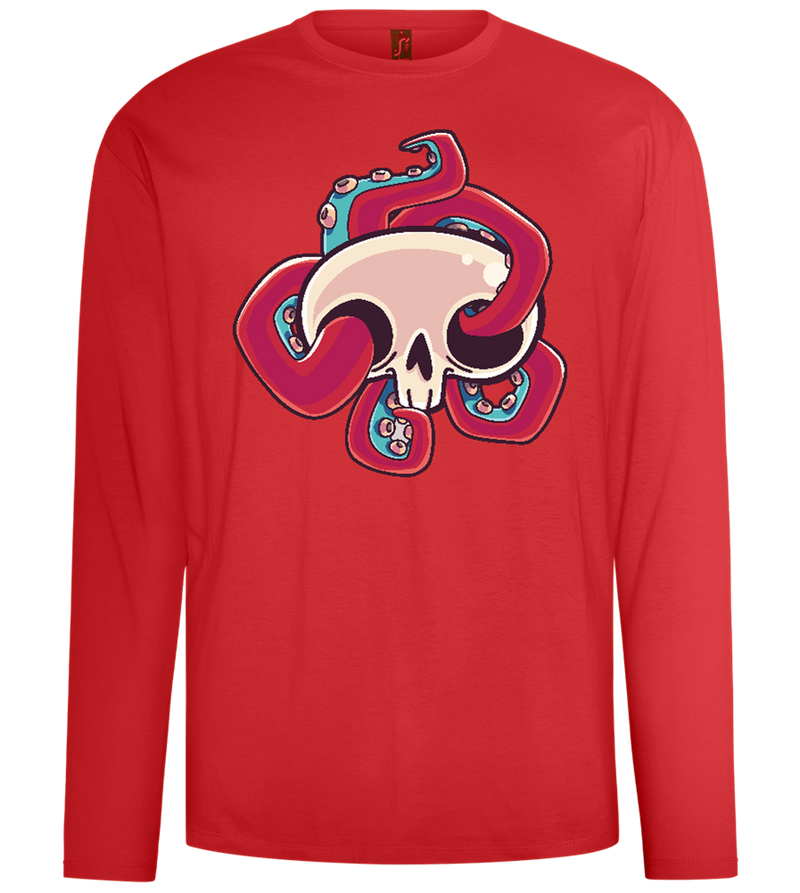 Squid Skull Design - Comfort men's long sleeve t-shirt_RED_front