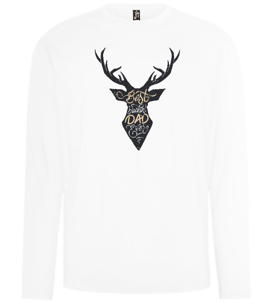 Deer Best Dad Design - Comfort men's long sleeve t-shirt_WHITE_front