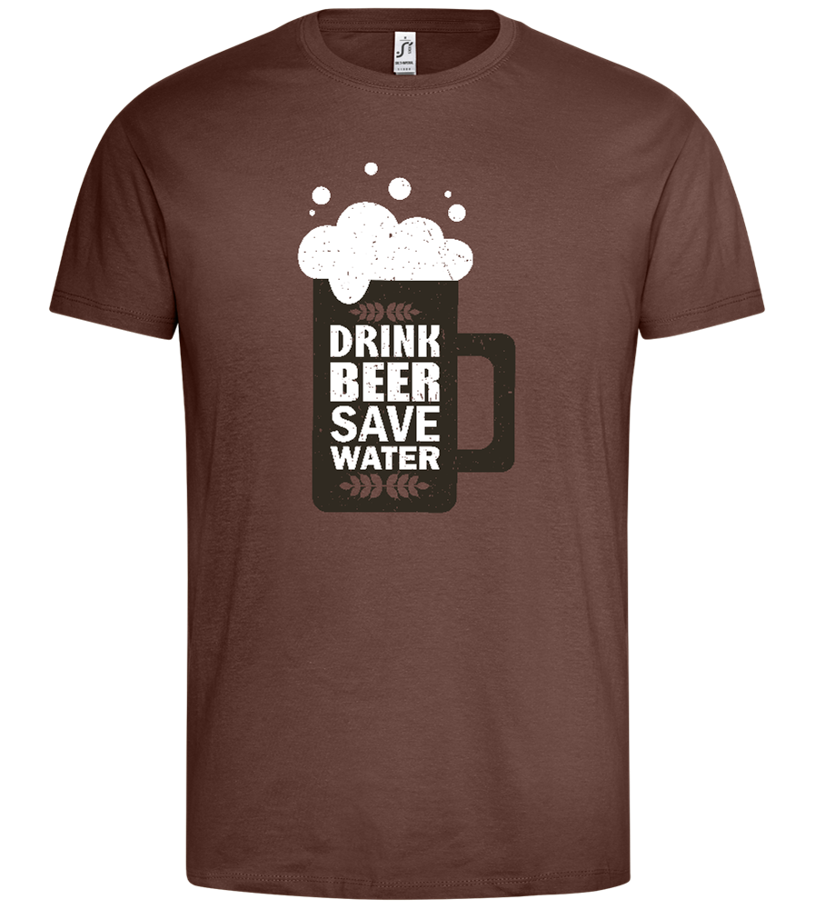 Mug Save Water Design - Premium men's t-shirt_CHOCOLATE_front