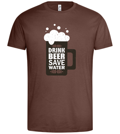 Mug Save Water Design - Premium men's t-shirt_CHOCOLATE_front