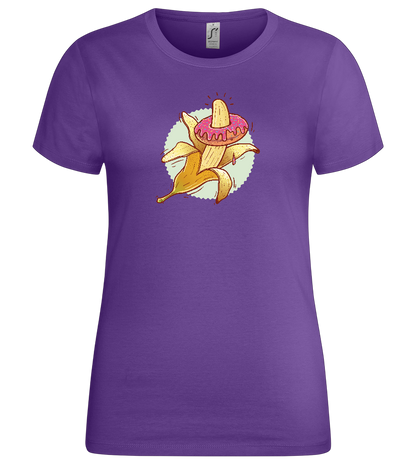 Banana Donut Design - Premium women's t-shirt_DARK PURPLE_front