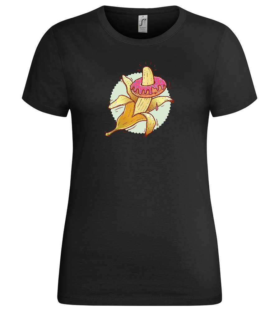 Banana Donut Design - Premium women's t-shirt_DEEP BLACK_front