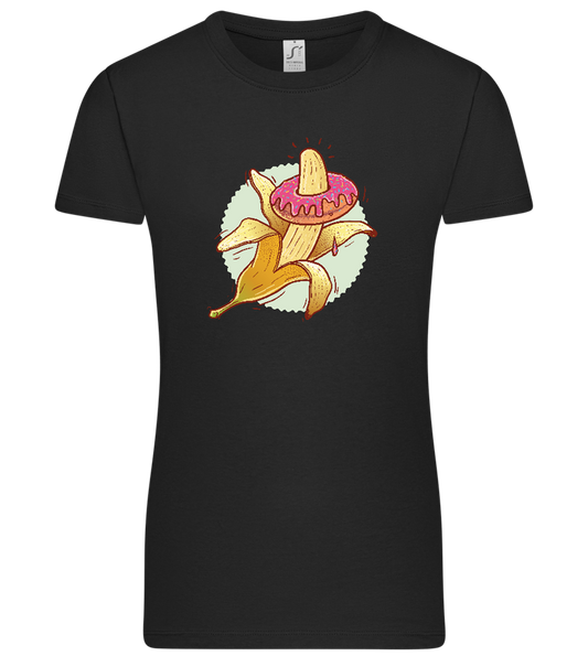 Banana Donut Design - Premium women's t-shirt_DEEP BLACK_front