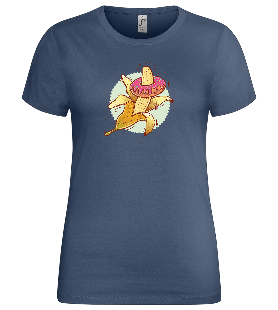 Banana Donut Design - Premium women's t-shirt_DENIM_front