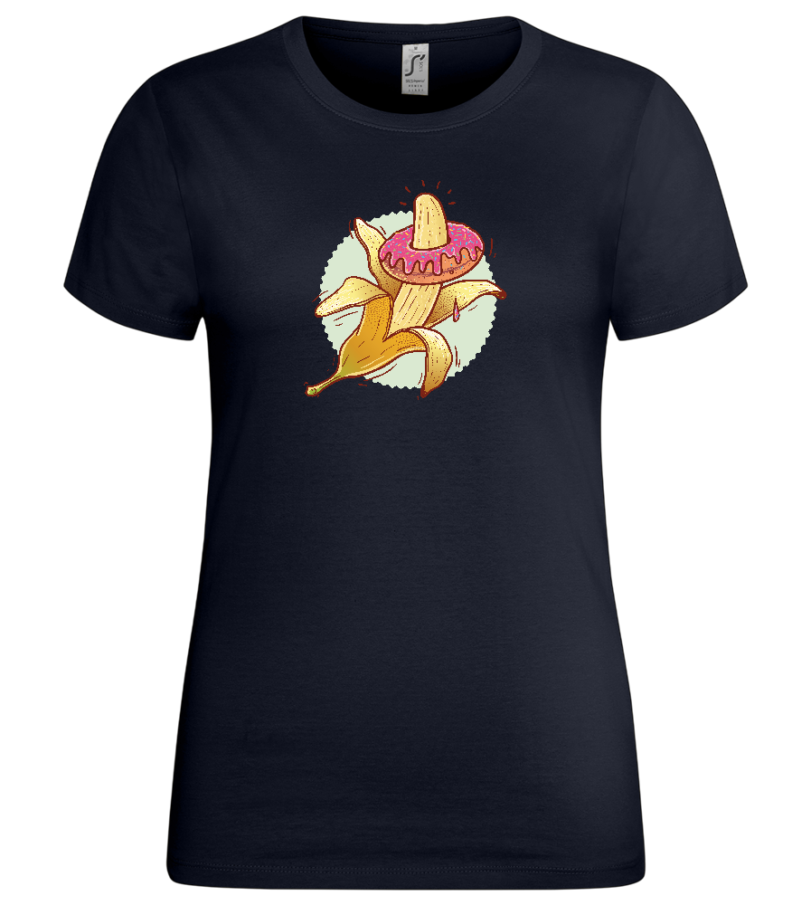 Banana Donut Design - Premium women's t-shirt_FRENCH NAVY_front