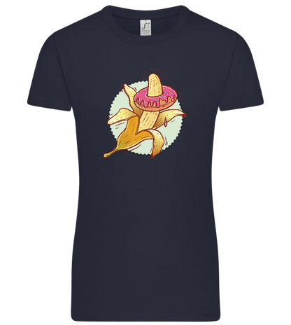 Banana Donut Design - Premium women's t-shirt_FRENCH NAVY_front