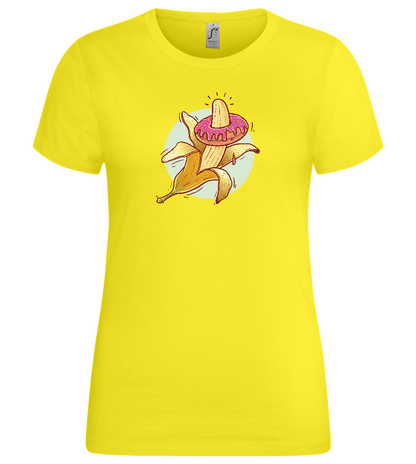 Banana Donut Design - Premium women's t-shirt_LEMON_front