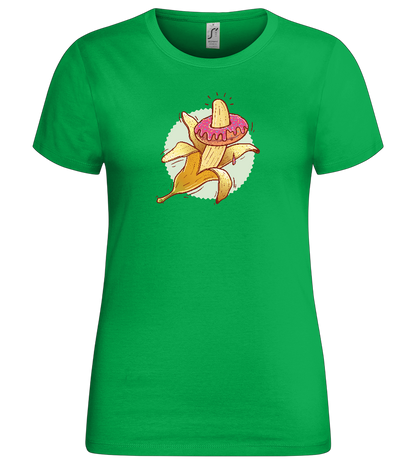 Banana Donut Design - Premium women's t-shirt_MEADOW GREEN_front