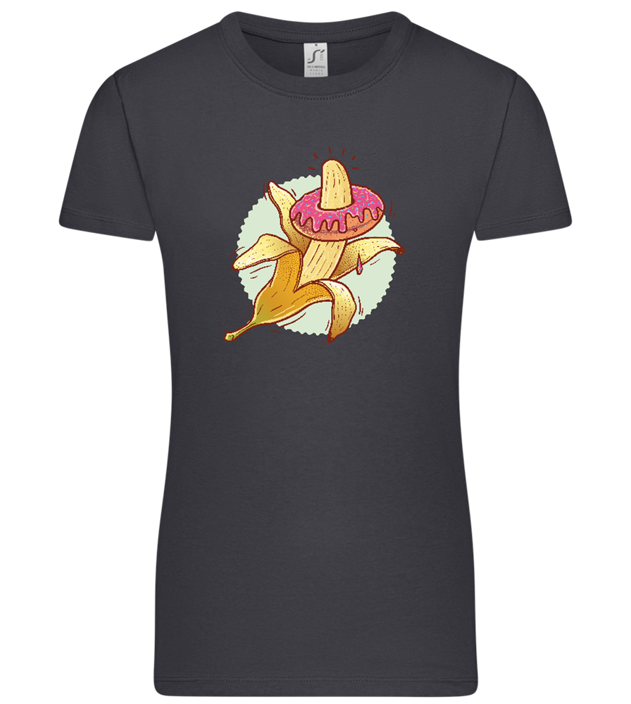 Banana Donut Design - Premium women's t-shirt_MOUSE GREY_front