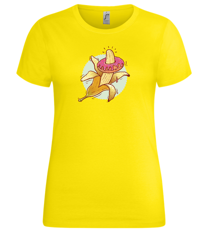 Banana Donut Design - Premium women's t-shirt_YELLOW_front