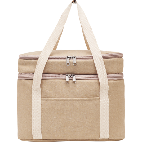 Cooler Bag with 2 Compartments in Canvas_BEIGE_front