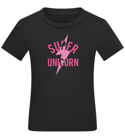 Super Unicorn Bolt Design - Comfort kids fitted t-shirt_DEEP BLACK_front