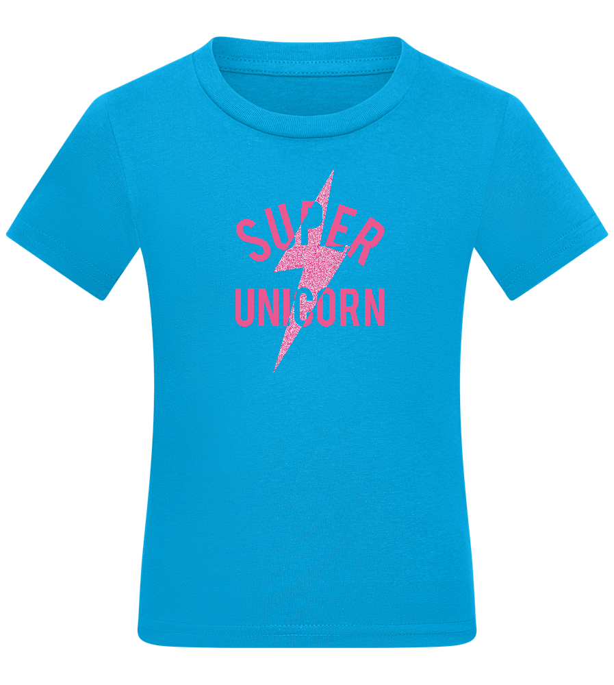 Super Unicorn Bolt Design - Comfort kids fitted t-shirt_TURQUOISE_front
