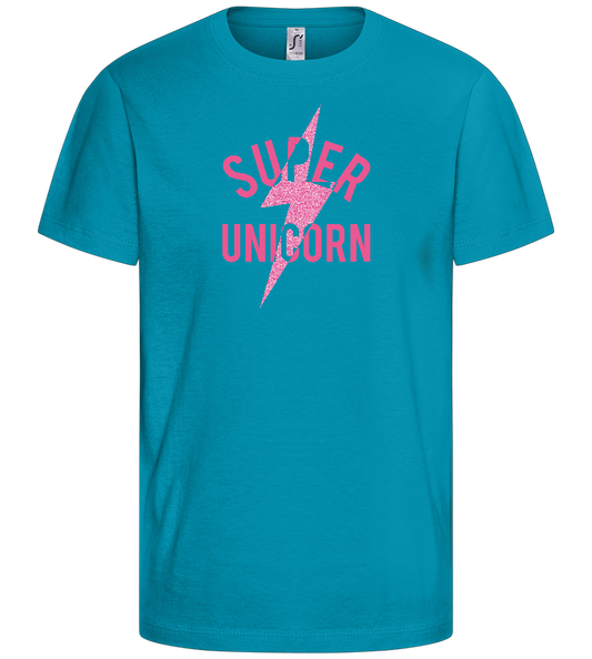 Super Unicorn Bolt Design - Comfort kids fitted t-shirt_TURQUOISE_front