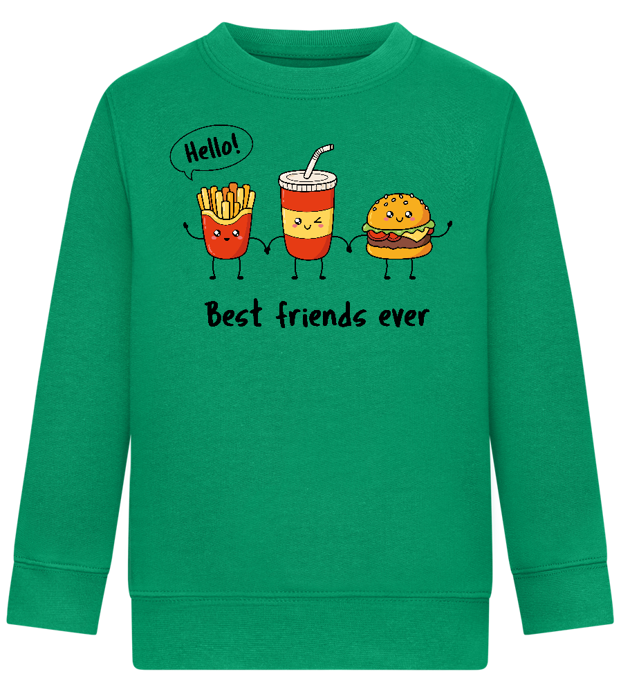 Best Friends Ever Design - Comfort Kids Sweater_MEADOW GREEN_front