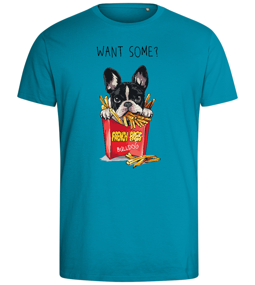 French Fries Design - Comfort men's fitted t-shirt_TURQUOISE_front