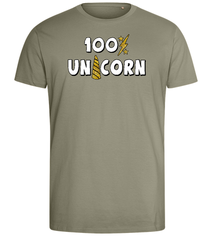 100 Percent Unicorn Design - Comfort men's fitted t-shirt_KHAKI_front