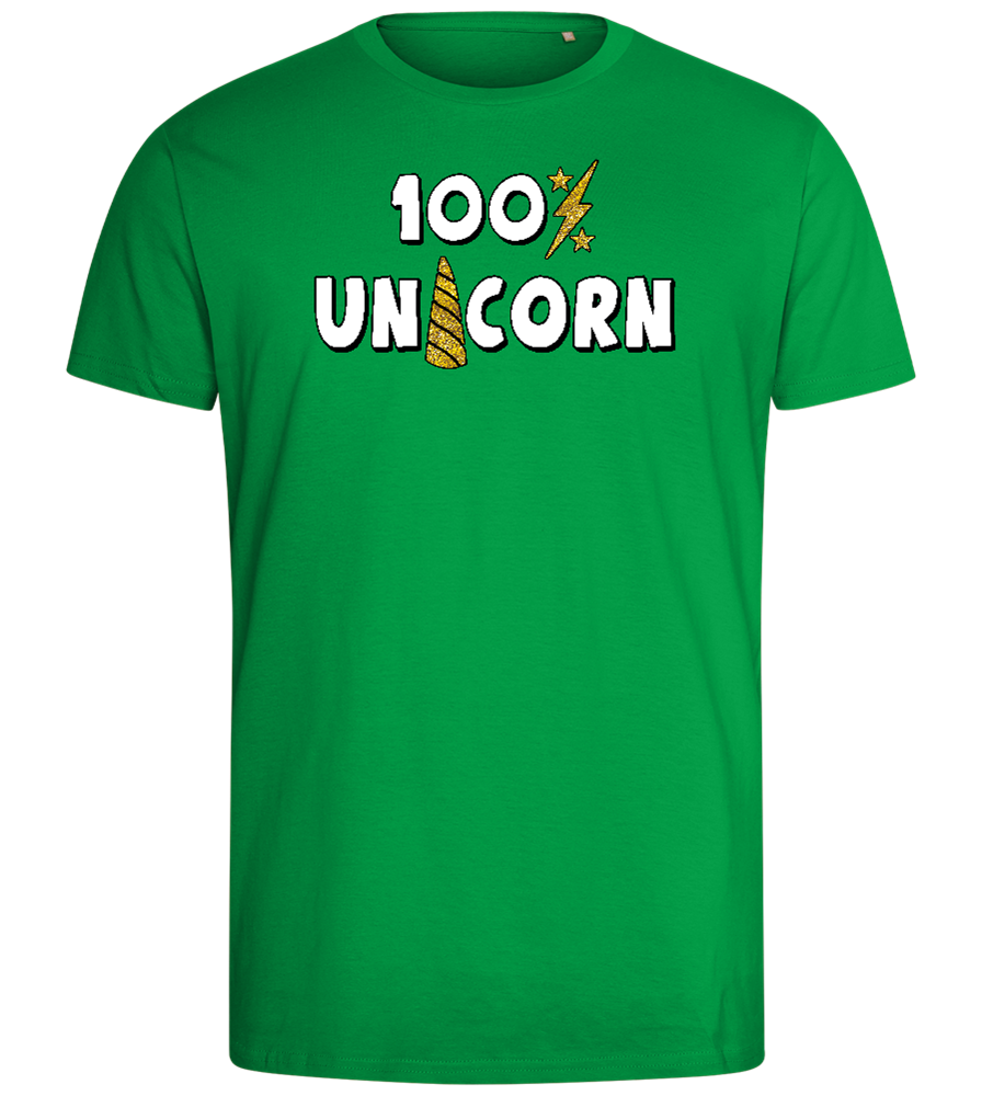 100 Percent Unicorn Design - Comfort men's fitted t-shirt_MEADOW GREEN_front