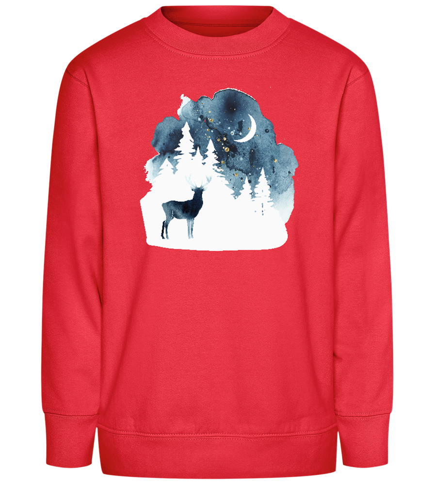 Watercolor Christmas Night Design - Comfort Kids Sweater_BRIGHT RED_front