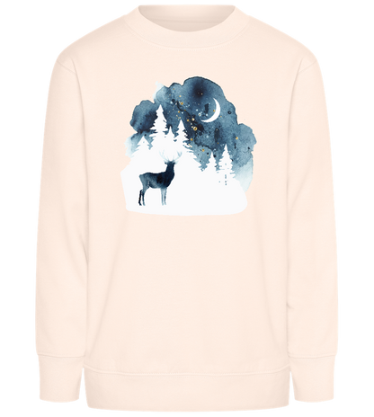 Watercolor Christmas Night Design - Comfort Kids Sweater_LIGHT PEACH ROSE_front