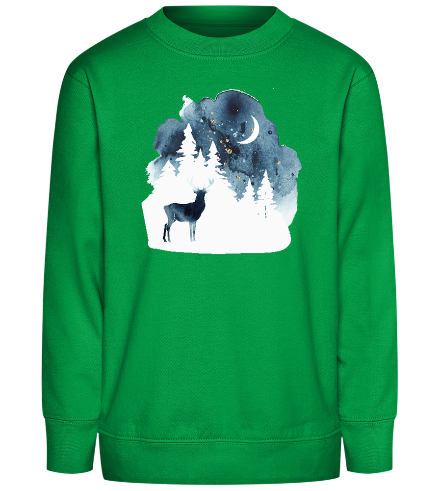 Watercolor Christmas Night Design - Comfort Kids Sweater_MEADOW GREEN_front