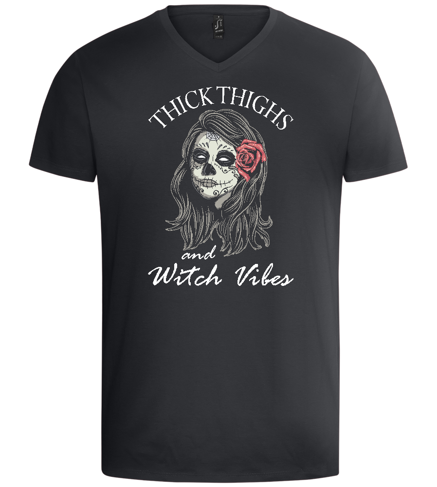 Thick Thighs Design - Basic men's v-neck t-shirt_DARK GRAY_front