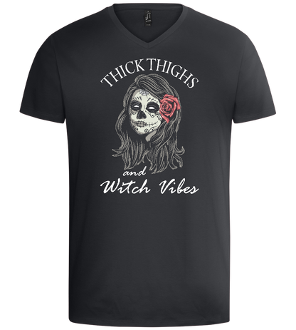 Thick Thighs Design - Basic men's v-neck t-shirt_DARK GRAY_front