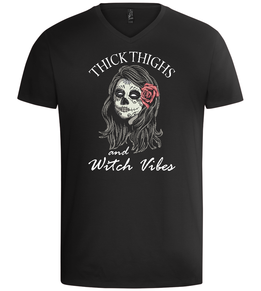 Thick Thighs Design - Basic men's v-neck t-shirt_DEEP BLACK_front