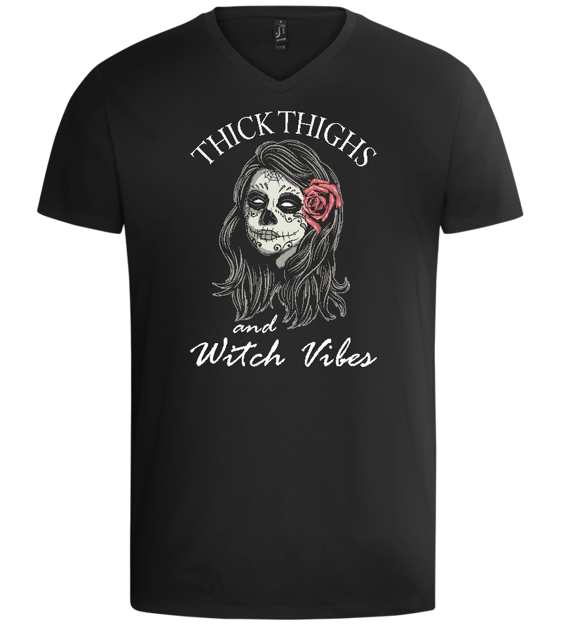 Thick Thighs Design - Basic men's v-neck t-shirt_DEEP BLACK_front