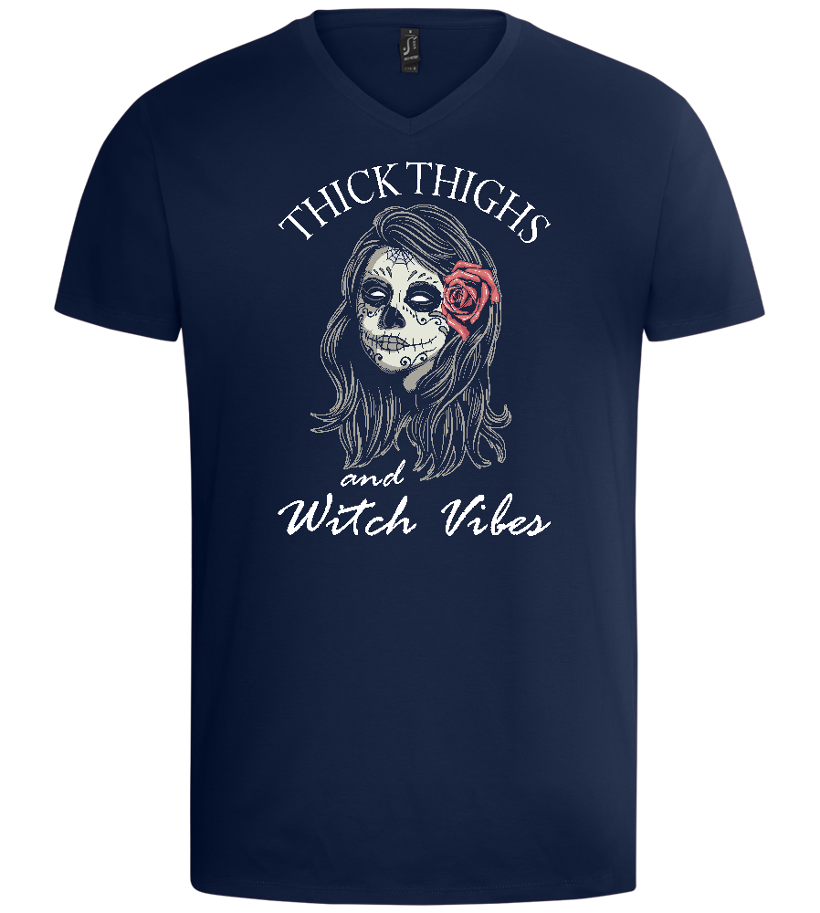 Thick Thighs Design - Basic men's v-neck t-shirt_MARINE_front