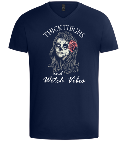 Thick Thighs Design - Basic men's v-neck t-shirt_MARINE_front