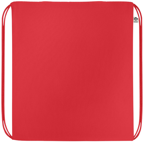 Premium colored organic cotton drawstring bag_RED_front