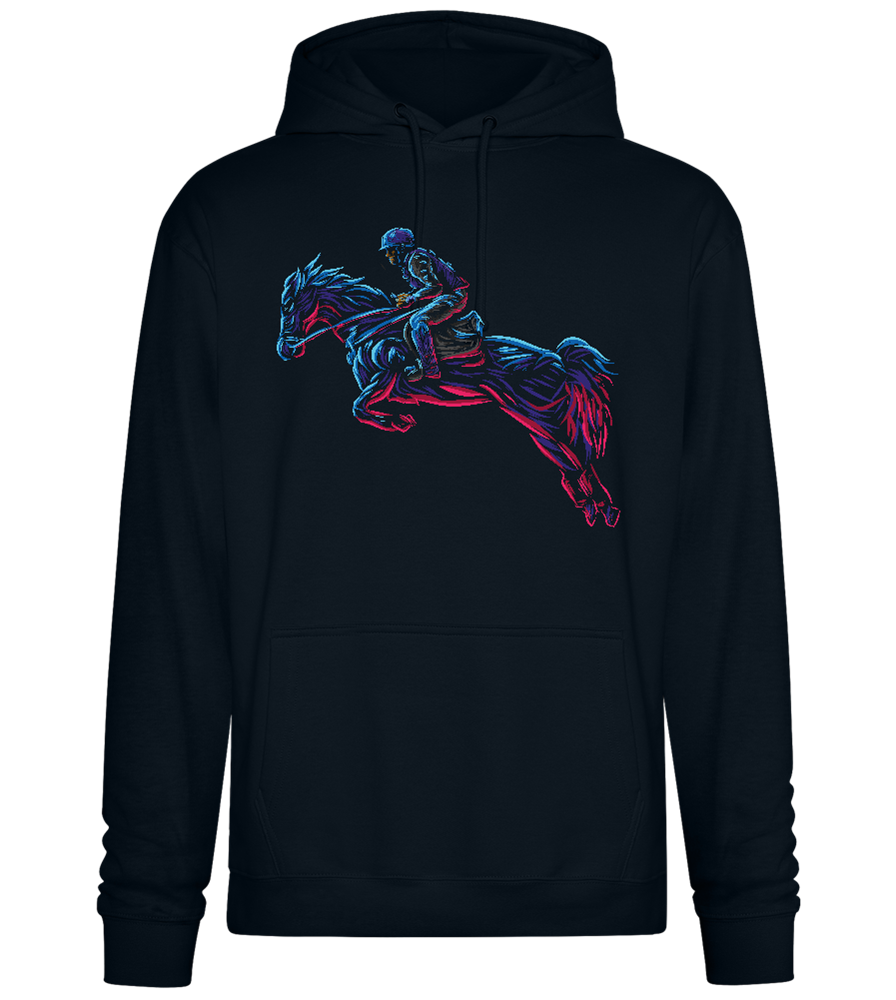 Horse Rider Neon Lights Design - Premium Essential Unisex Hoodie_BLACK_front