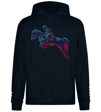 Horse Rider Neon Lights Design - Premium Essential Unisex Hoodie_BLACK_front