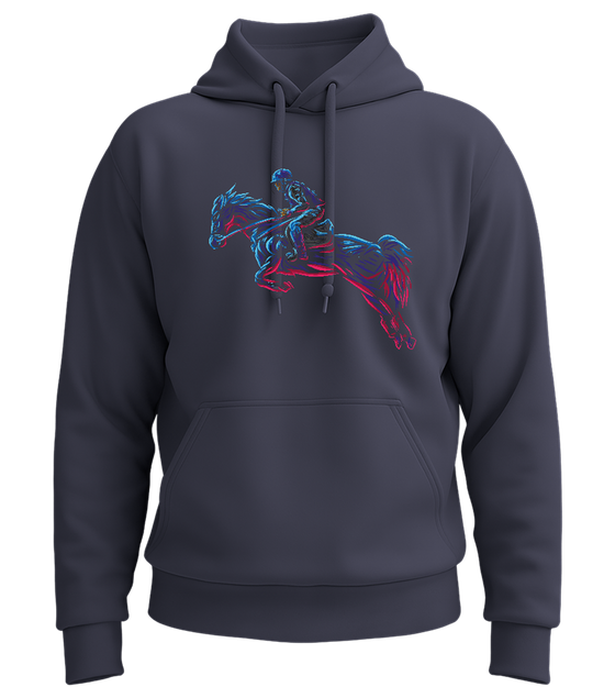 Horse Rider Neon Lights Design - Premium Essential Unisex Hoodie_FRENCH NAVY_front