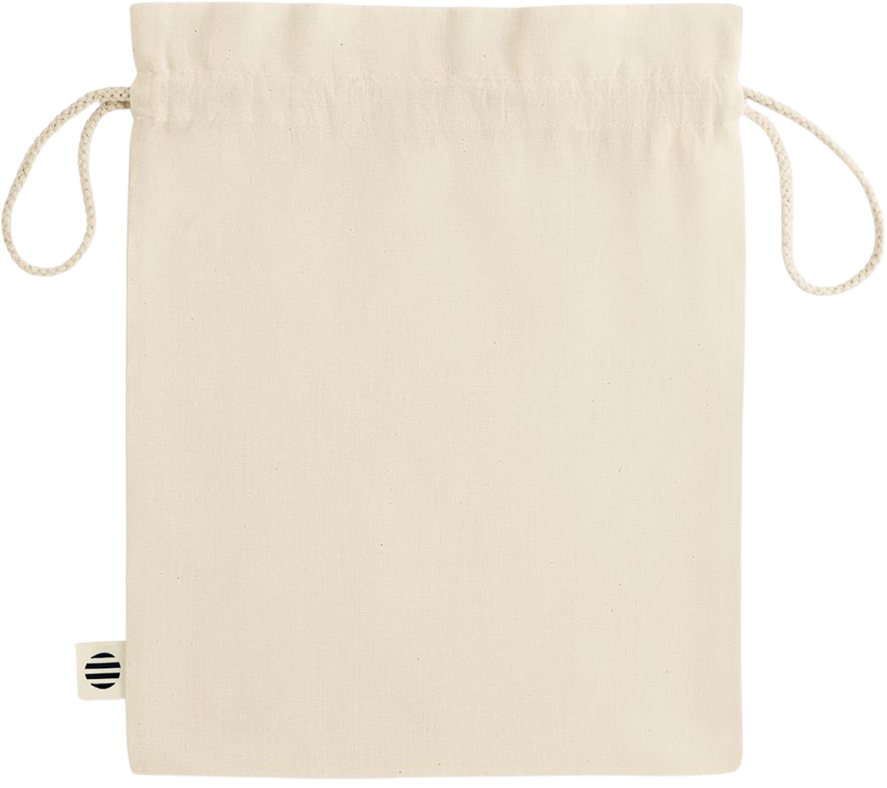 Zodiac Aries Design - Essential medium organic drawcord gift bag_BEIGE_back